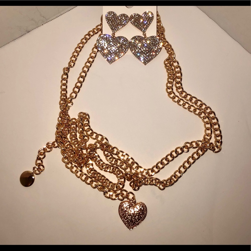 Gold Belt and earrings set